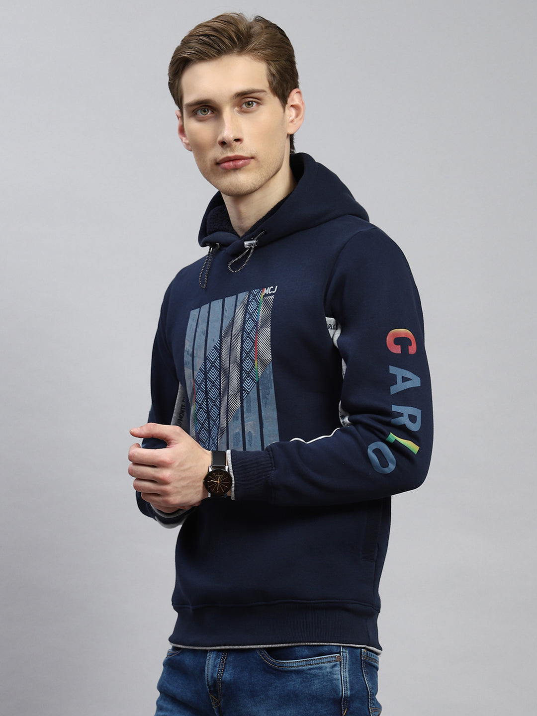 Men Blue Printed Sweatshirt