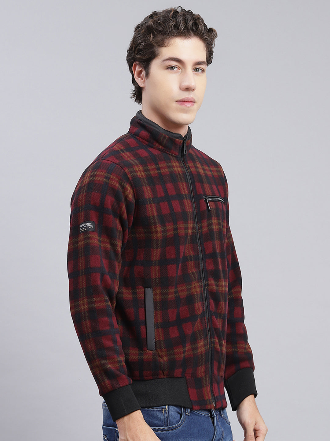 Men Maroon & Black Solid Cotton Blend Sweatshirt