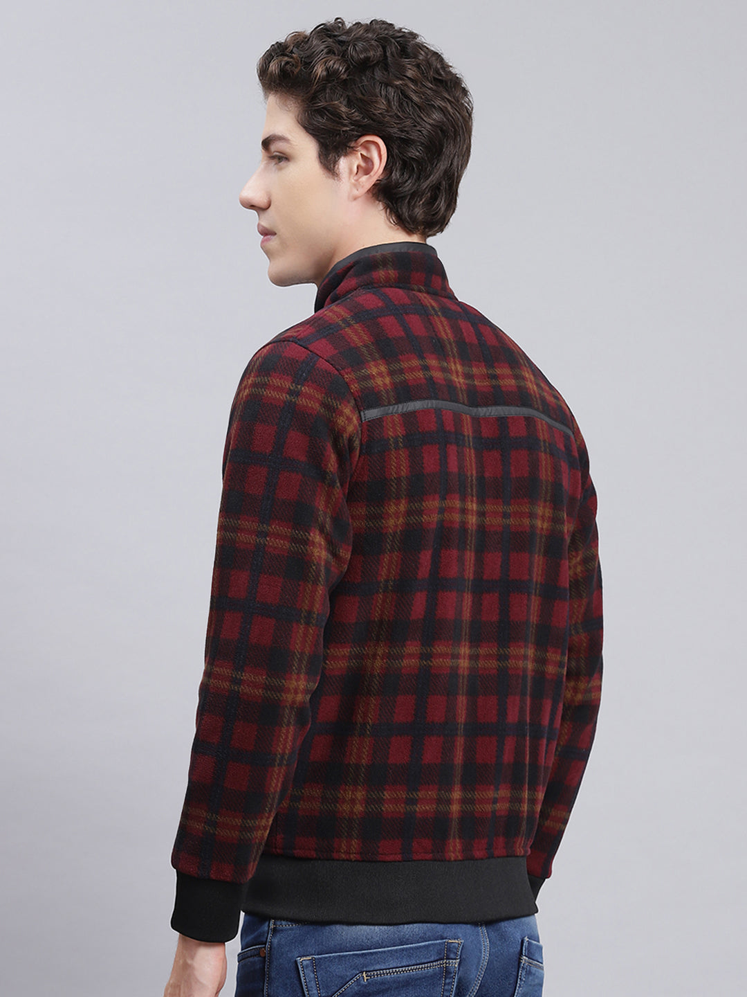 Men Maroon & Black Solid Cotton Blend Sweatshirt