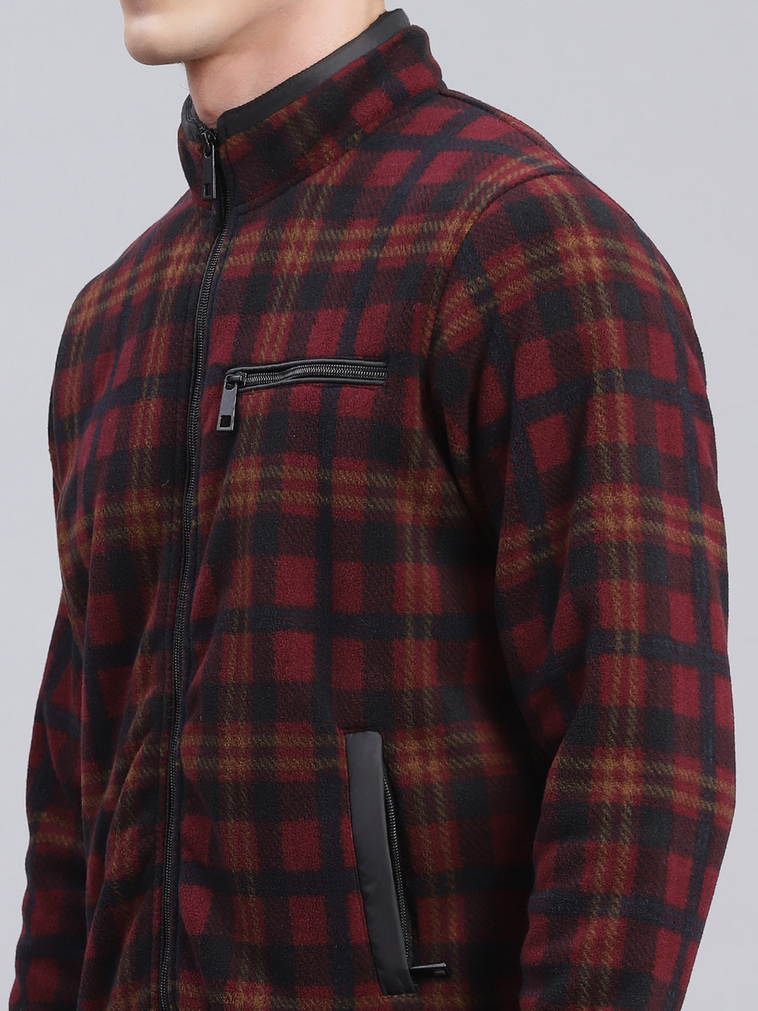 Men Maroon & Black Solid Cotton Blend Sweatshirt