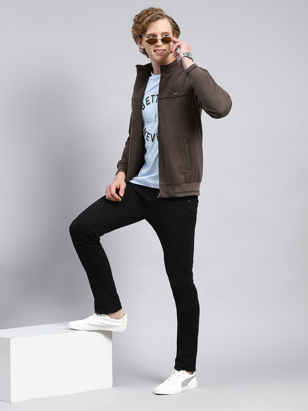 Men Brown Plain Jacket