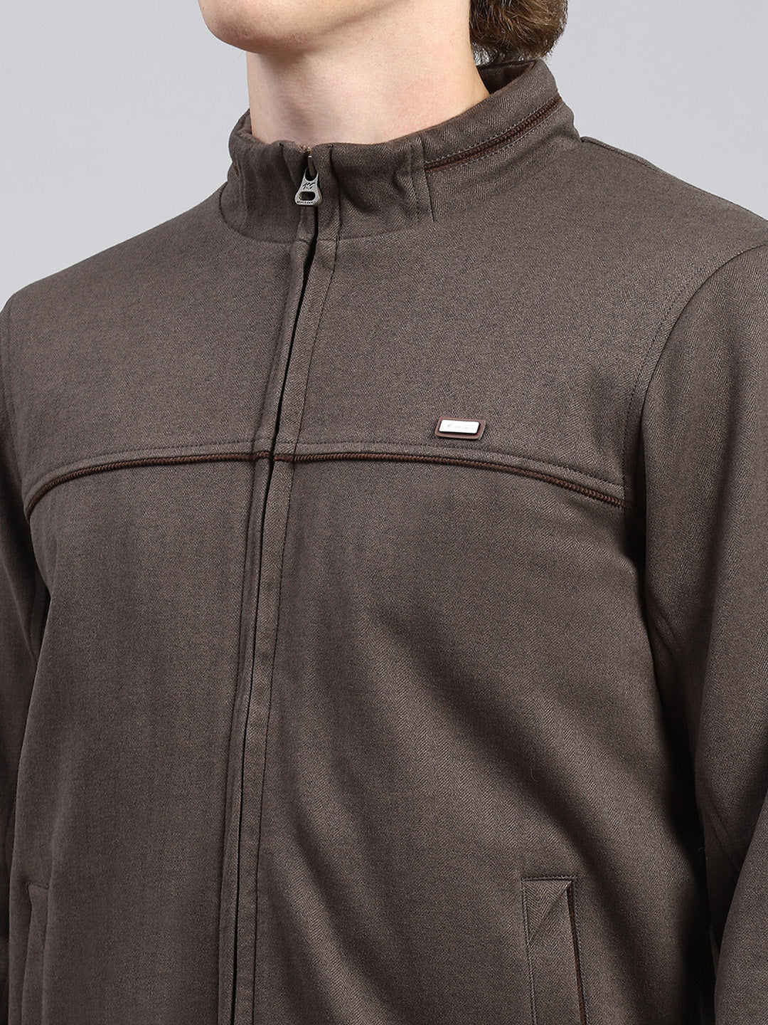 Men Brown Plain Jacket