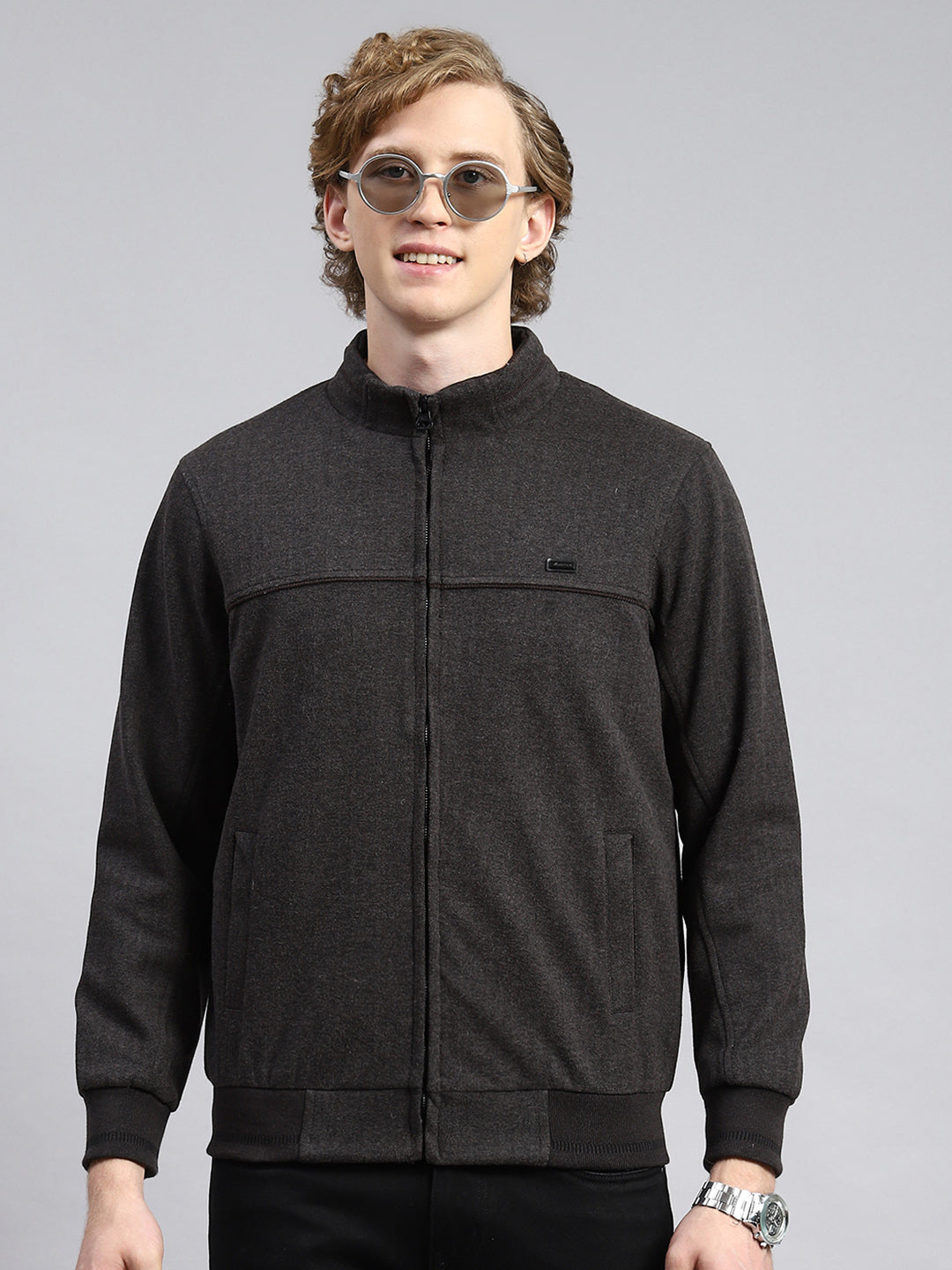 Men Grey Plain Jacket