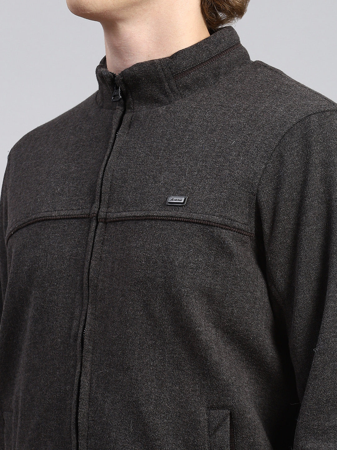 Men Grey Plain Jacket