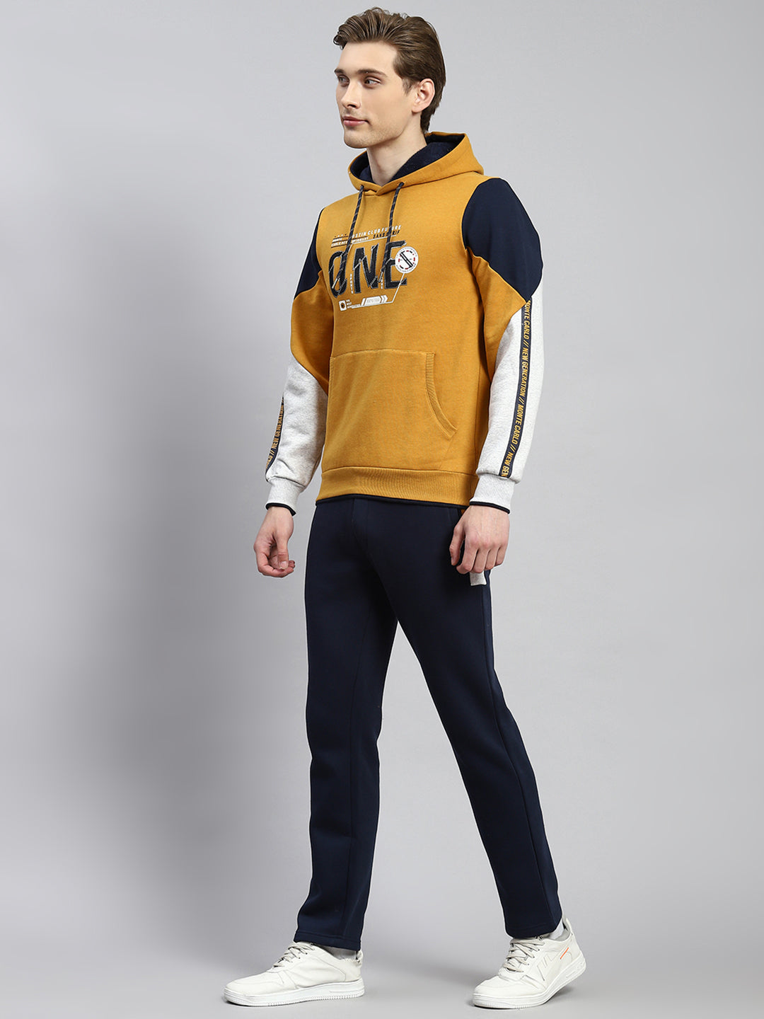 Men Mustard Plain Tracksuit