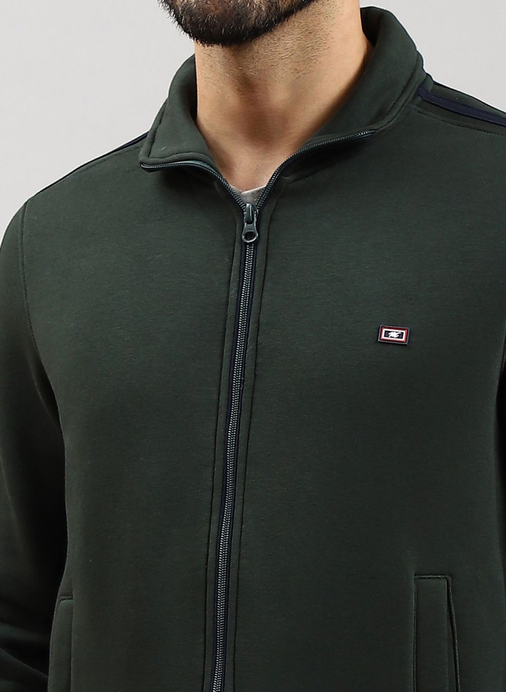 Men Green Solid Cotton Blend Tracksuit