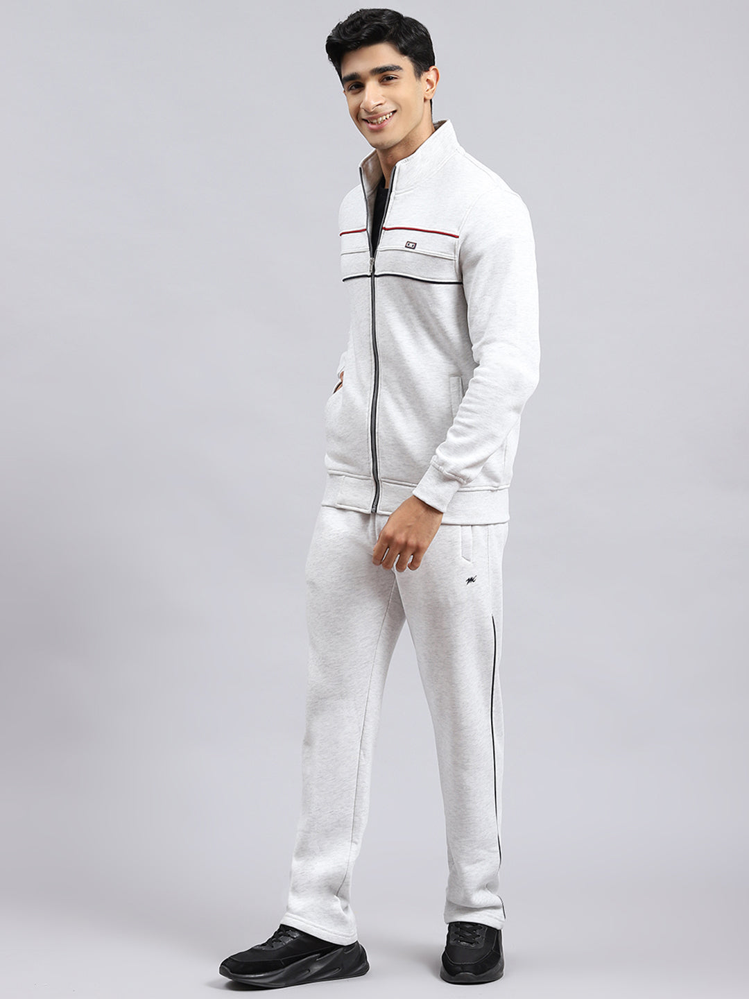 Men Beige Plain Tracksuit