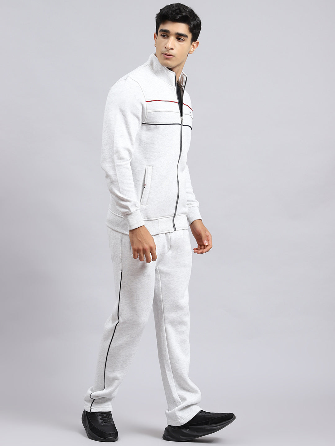 Men Beige Plain Tracksuit