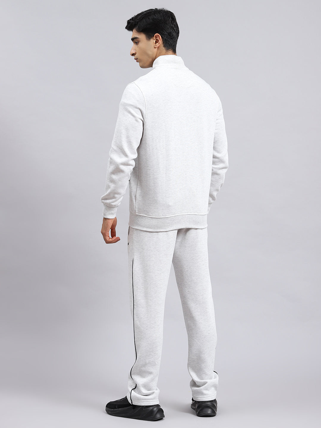 Men Beige Plain Tracksuit