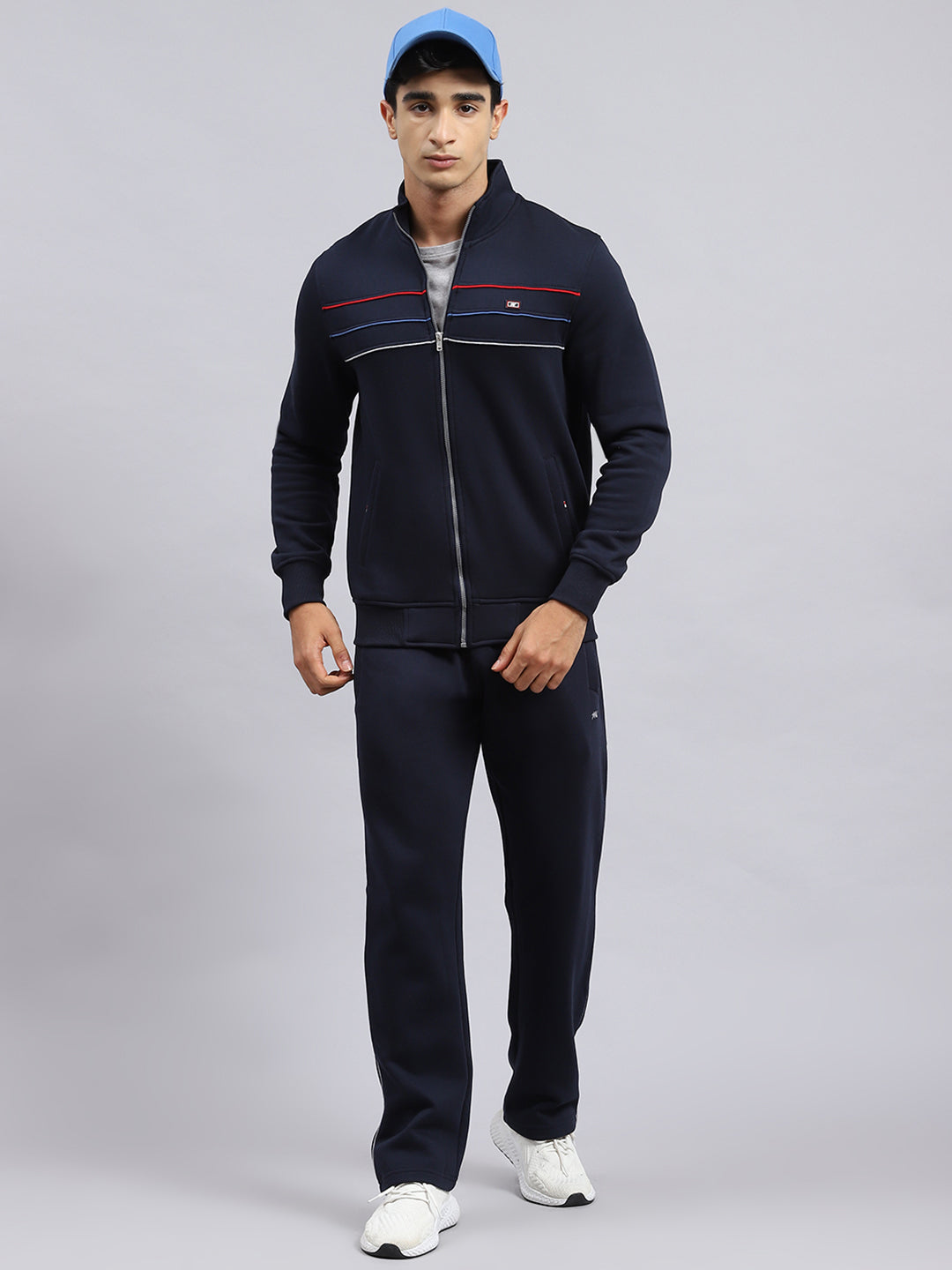 Men Navy Blue Plain Tracksuit