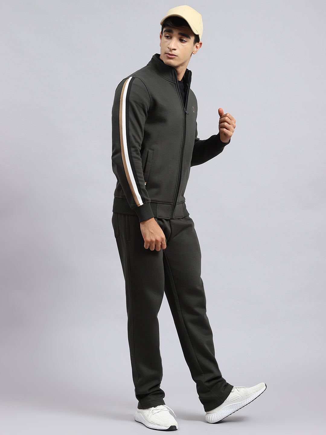 Men Olive Plain Tracksuit