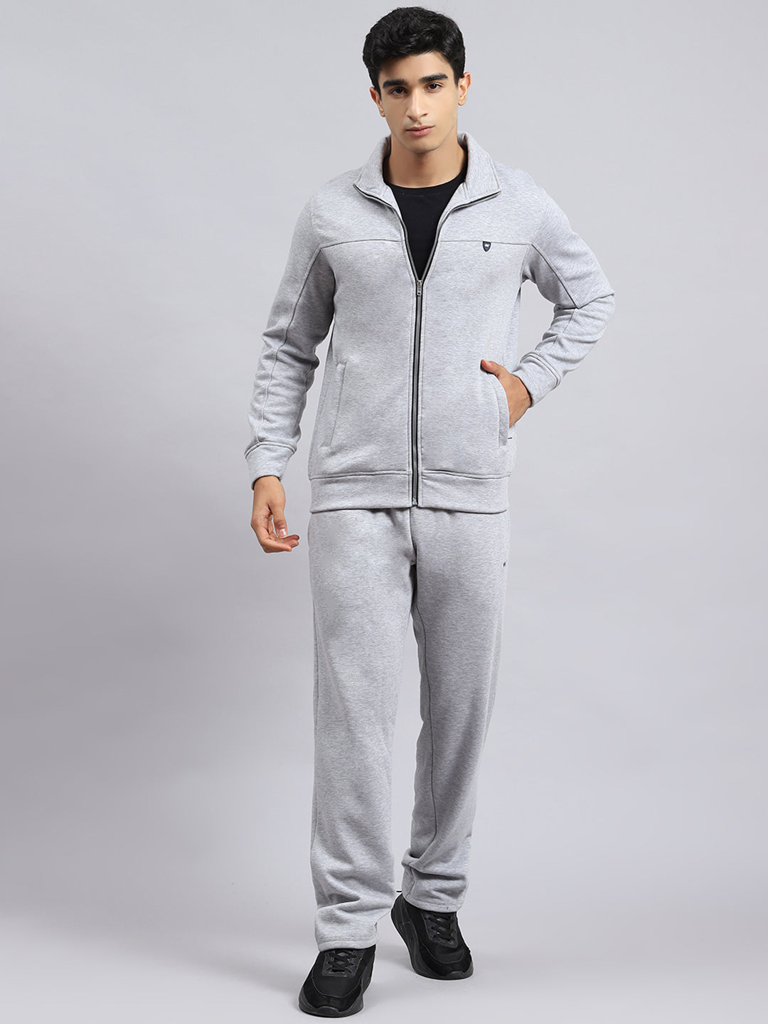 Men Grey Plain Tracksuit
