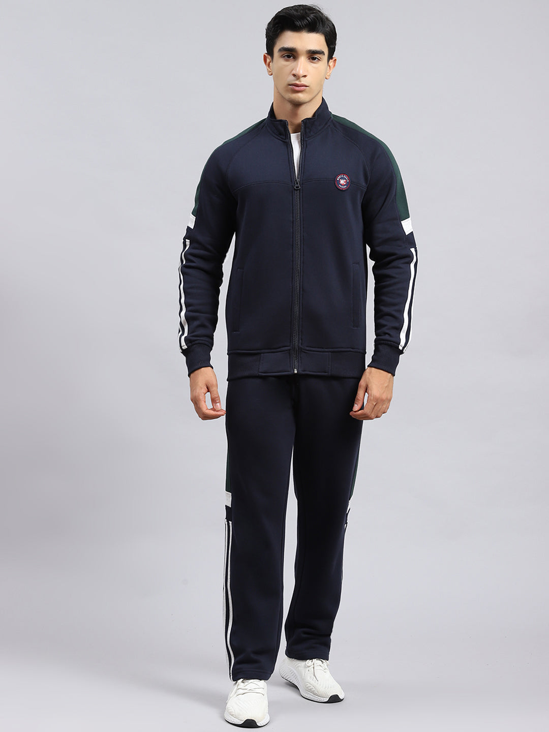 Men Navy Blue Plain Tracksuit