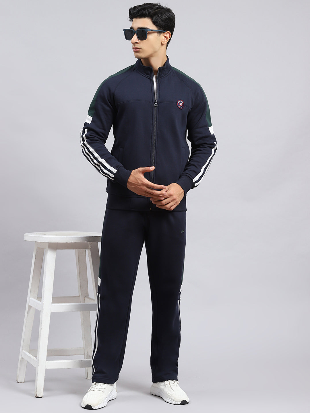 Men Navy Blue Plain Tracksuit