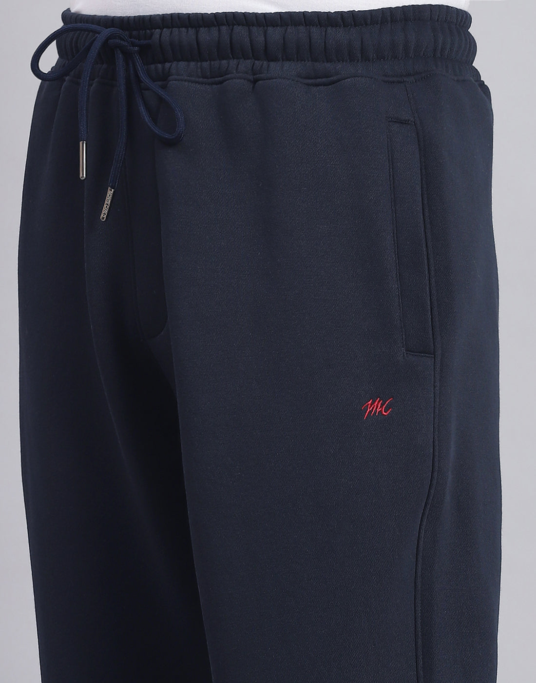Men Navy Blue Solid Stand Collar Full Sleeve Tracksuit