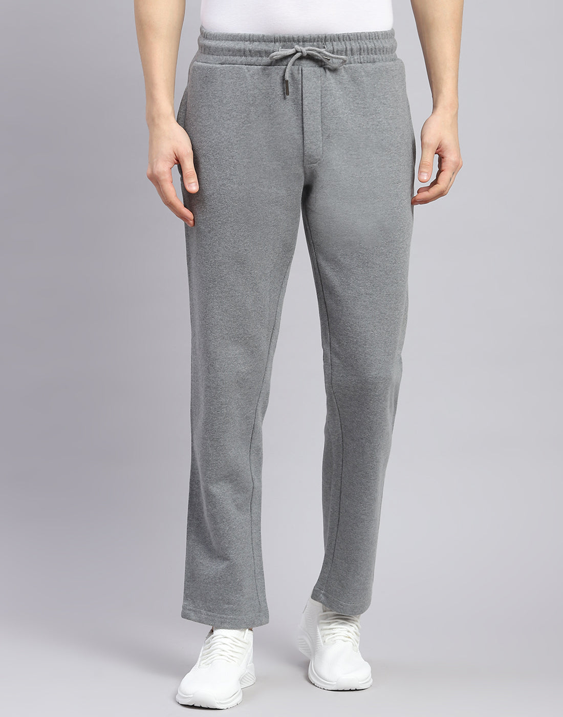 Men Grey Solid Stand Collar Full Sleeve Tracksuit