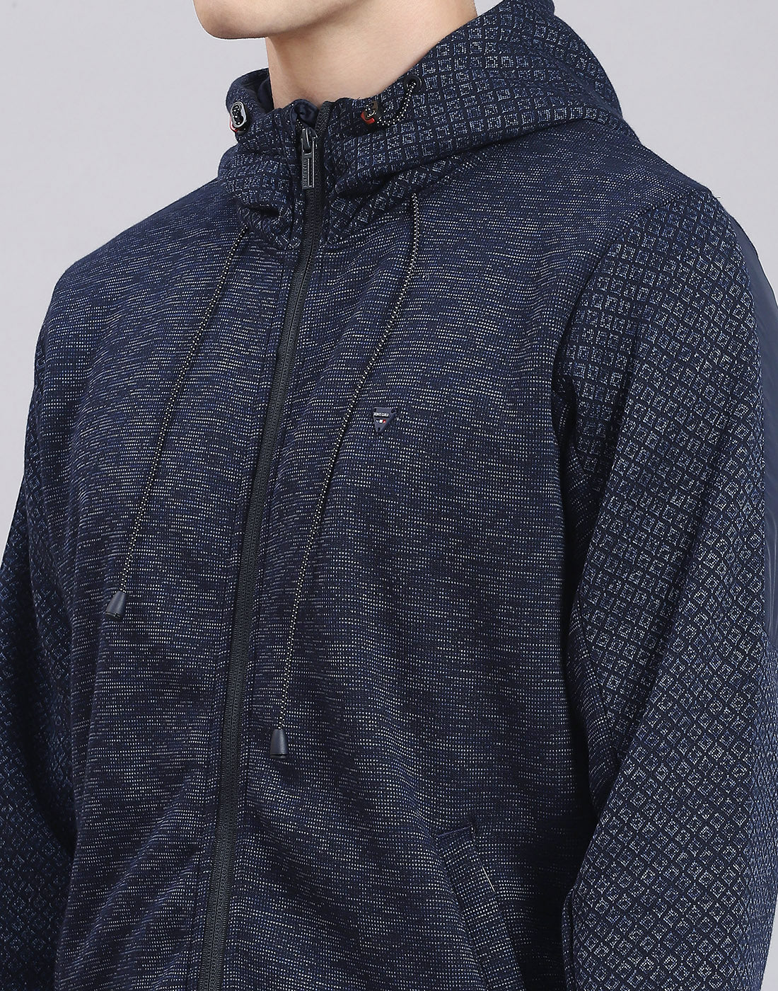 Men Navy Blue Solid Hooded Full Sleeve Tracksuit