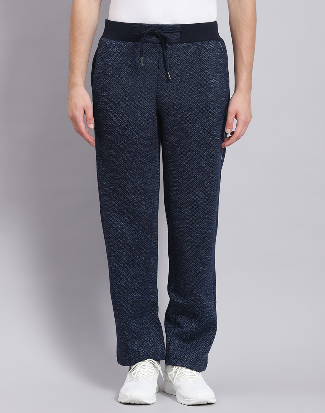 Men Navy Blue Solid Hooded Full Sleeve Tracksuit