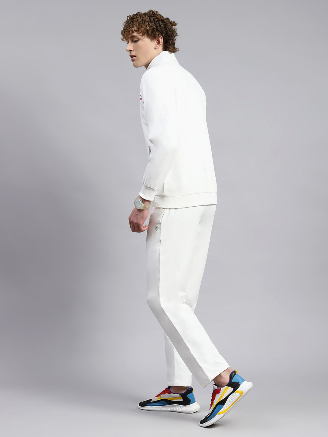 Men White Plain Tracksuit