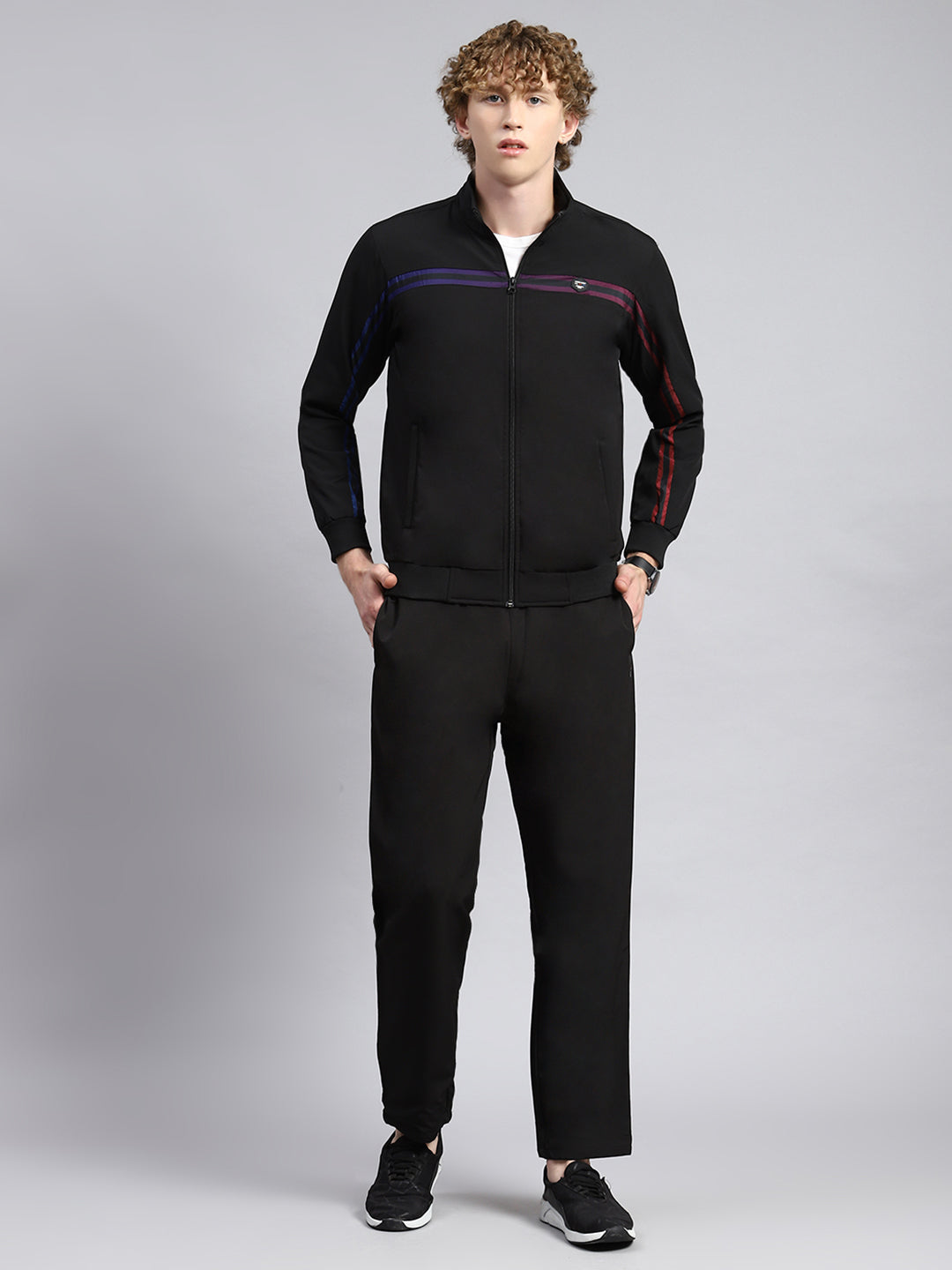 Men Black Plain Tracksuit
