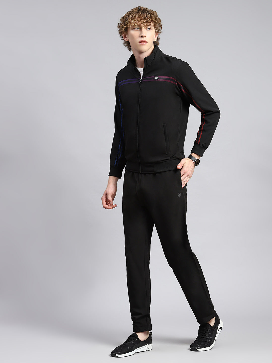 Men Black Plain Tracksuit