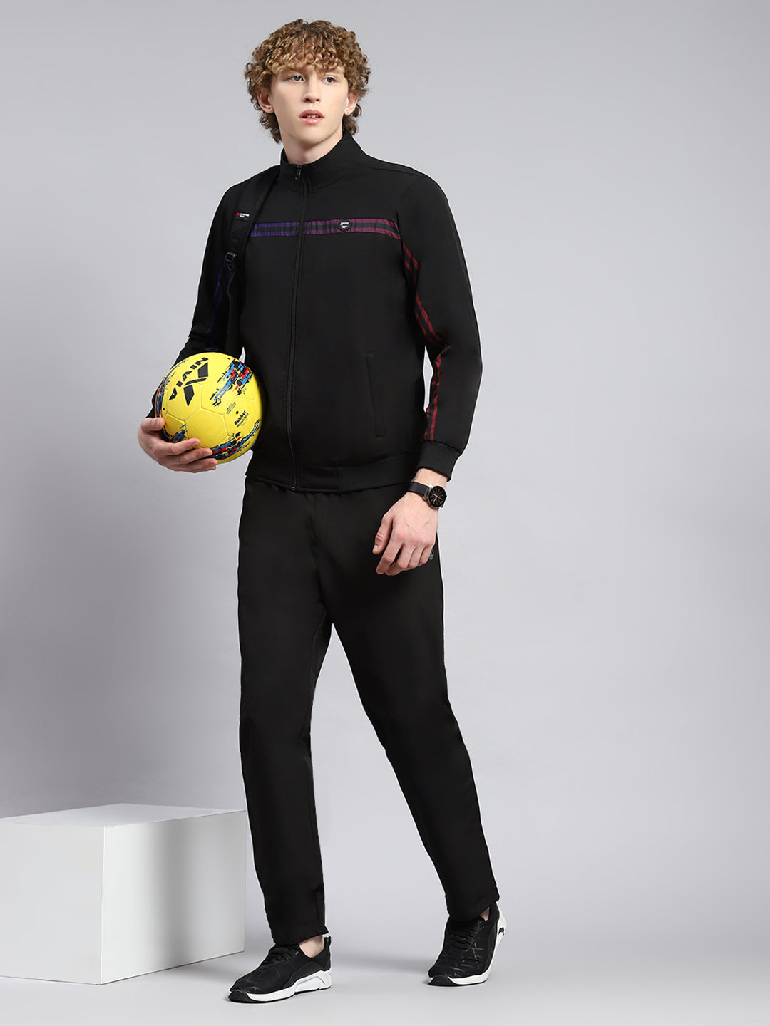 Men Black Plain Tracksuit