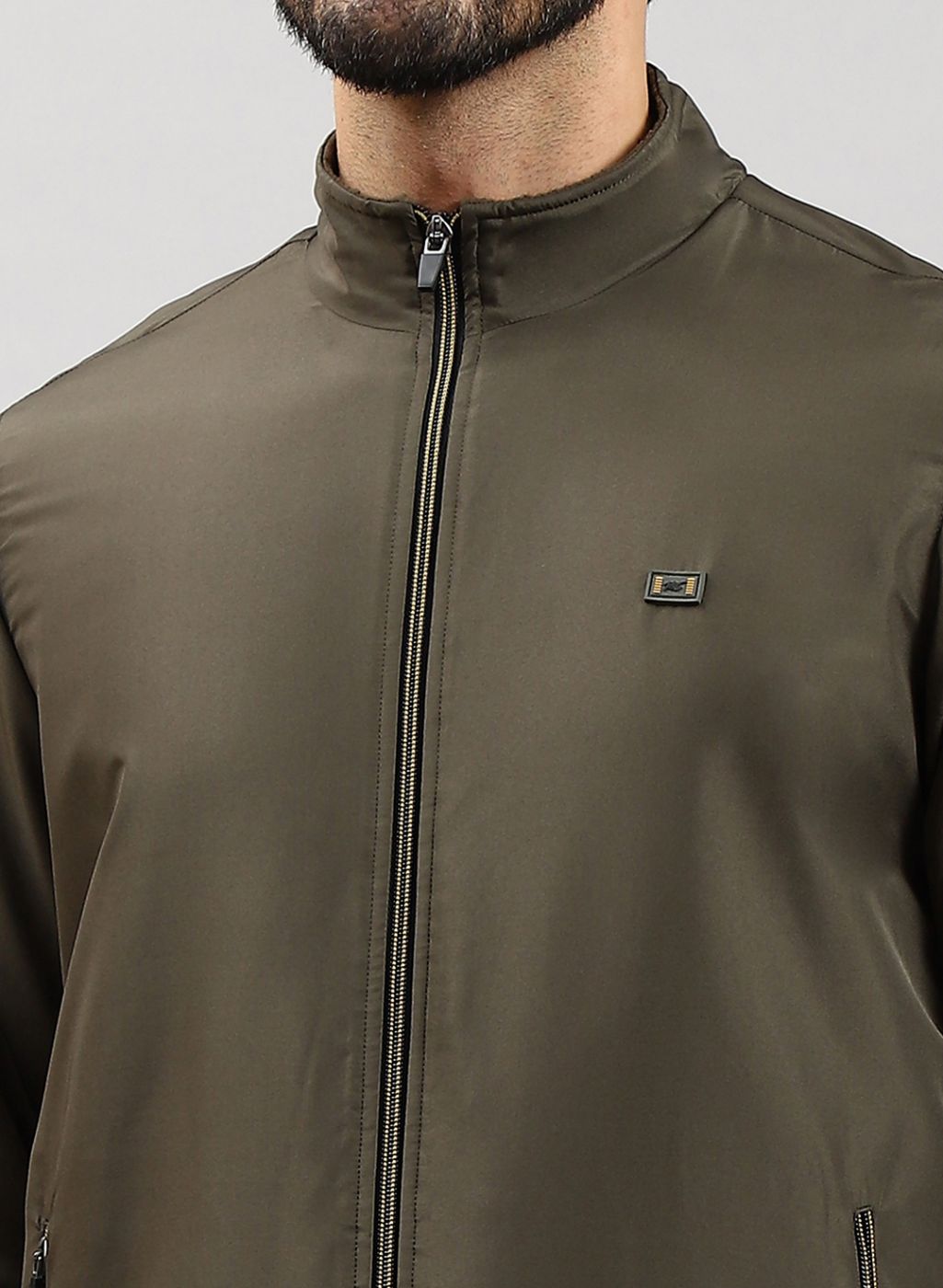 Men Olive Solid Cotton Blend Tracksuit