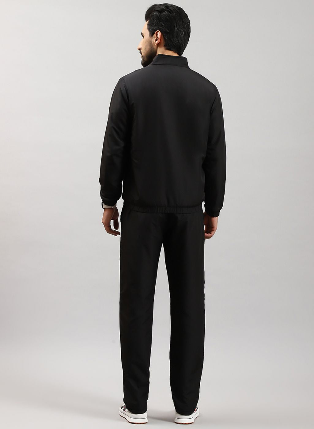 Men Black Solid Cotton Blend Tracksuit