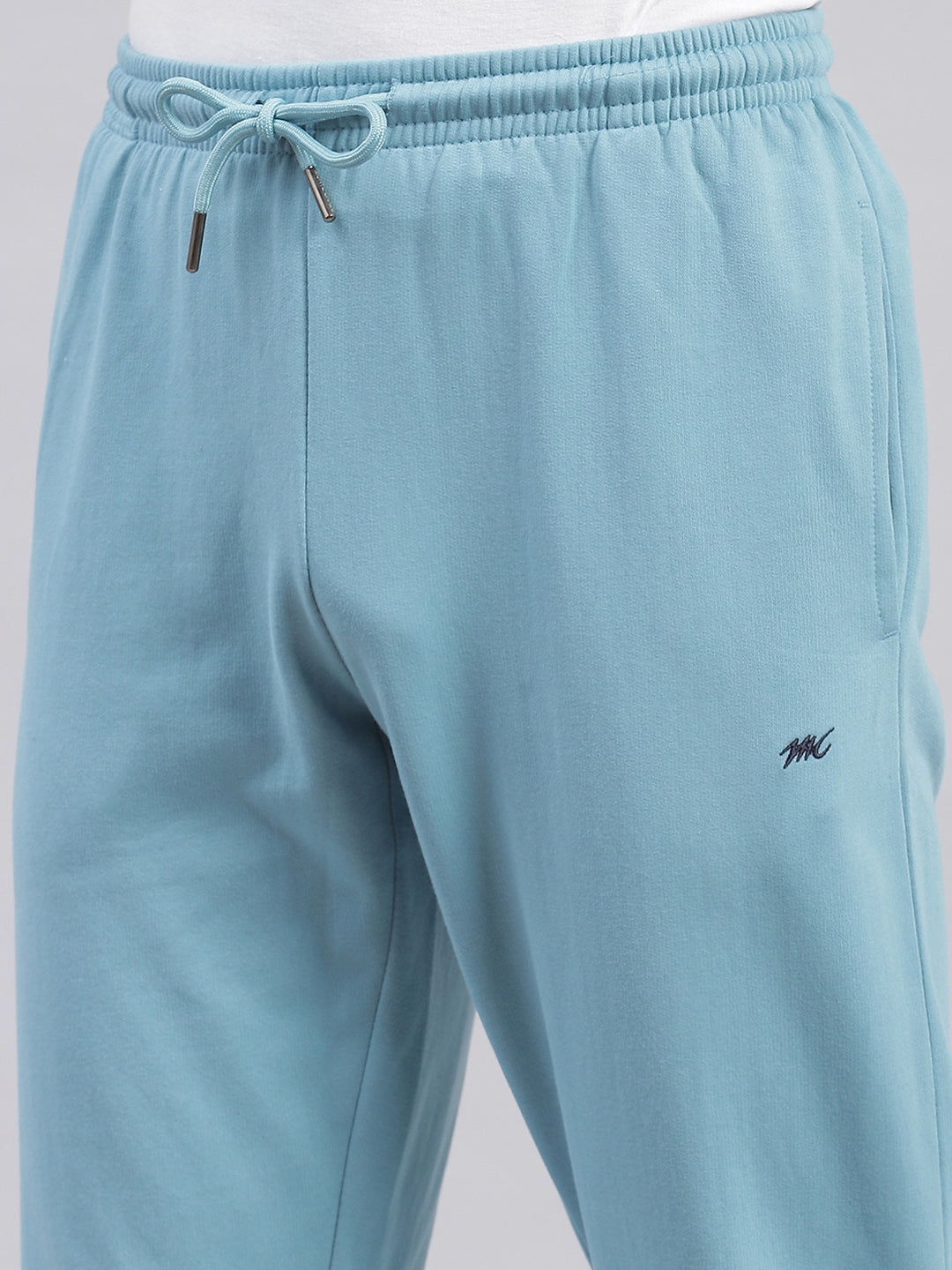 Men Aqua Blue Solid Regular Fit Winter Lowers