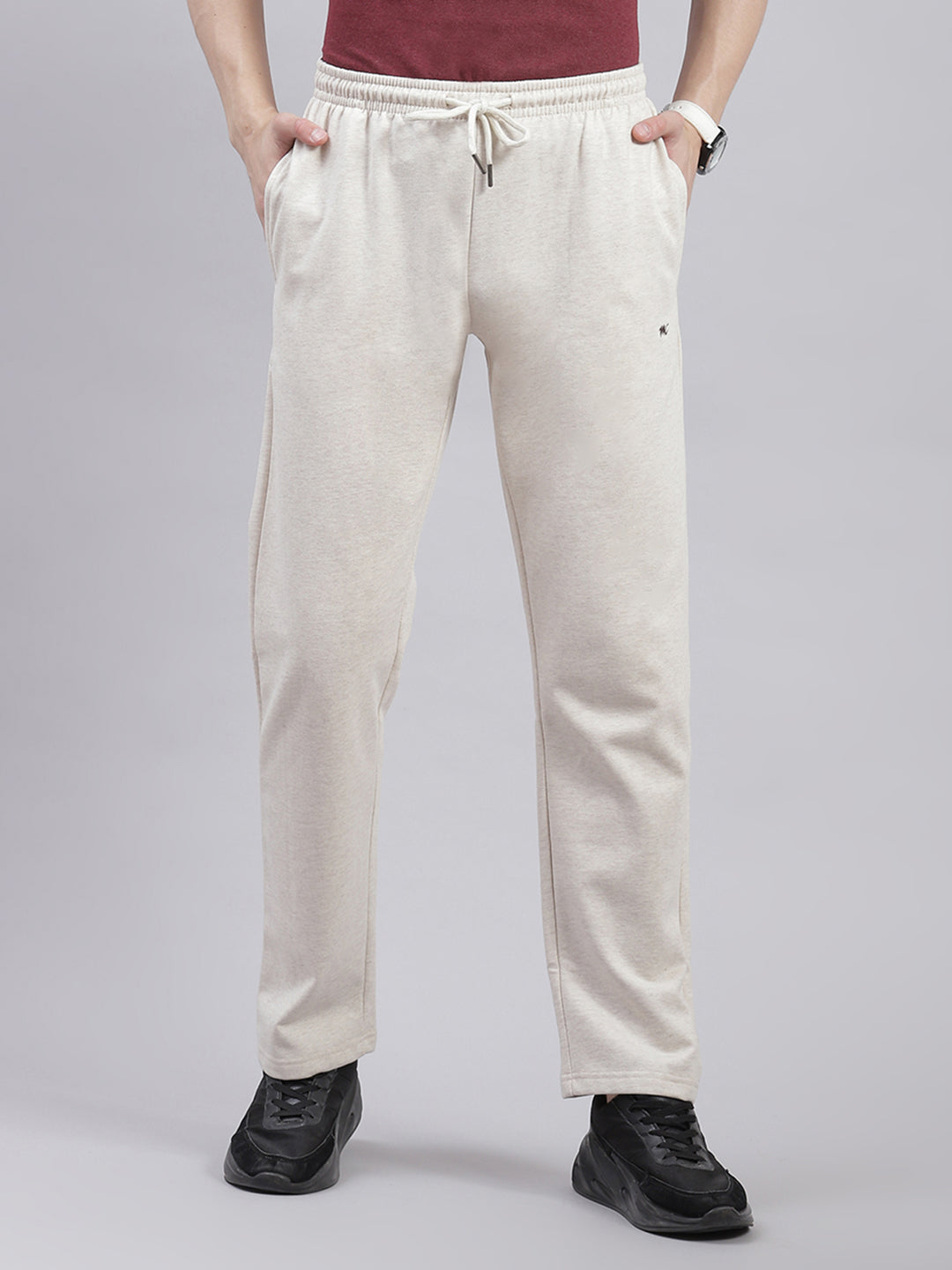 Men Beige Solid Regular Fit Winter Lowers