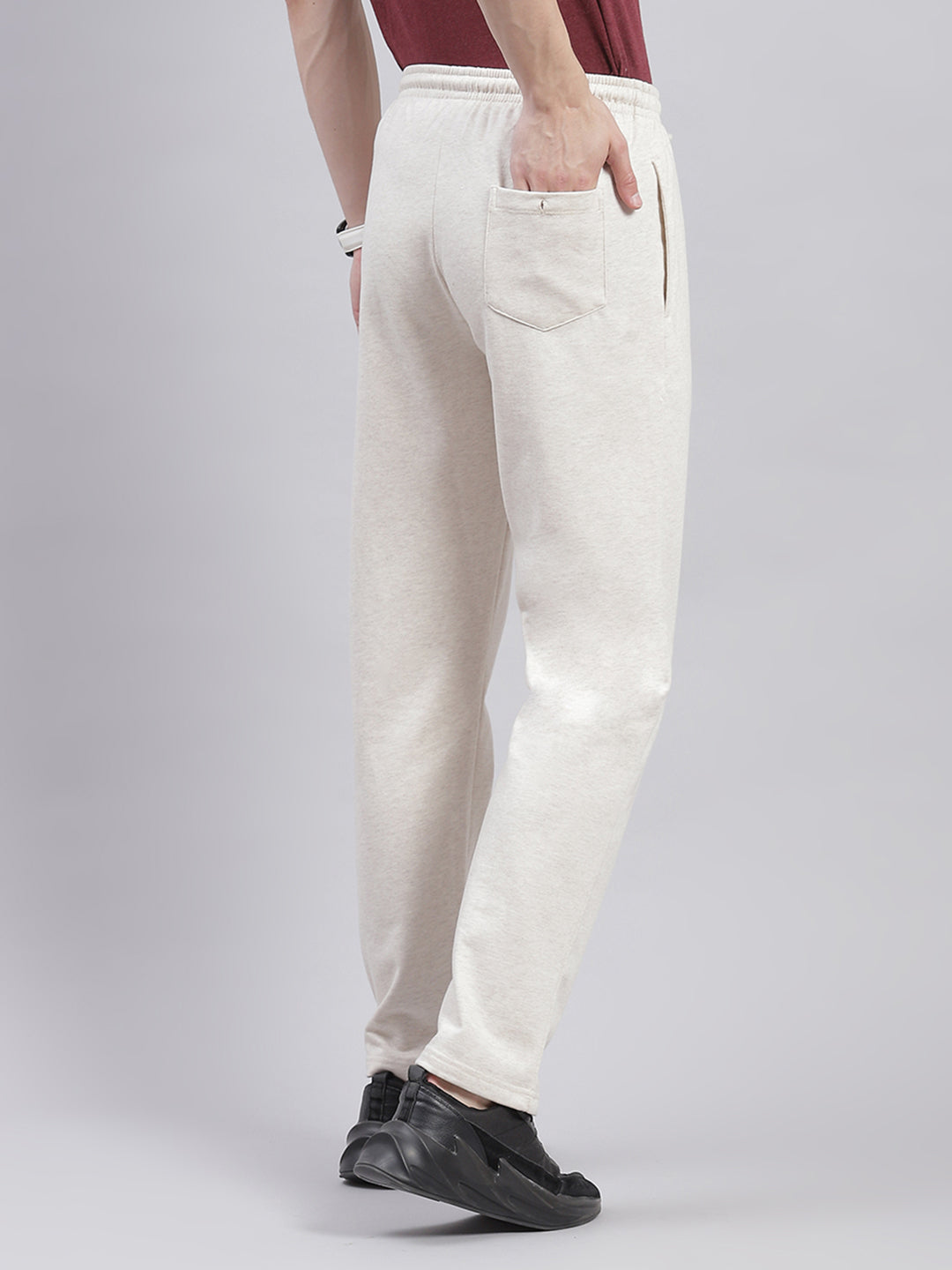 Men Beige Solid Regular Fit Winter Lowers