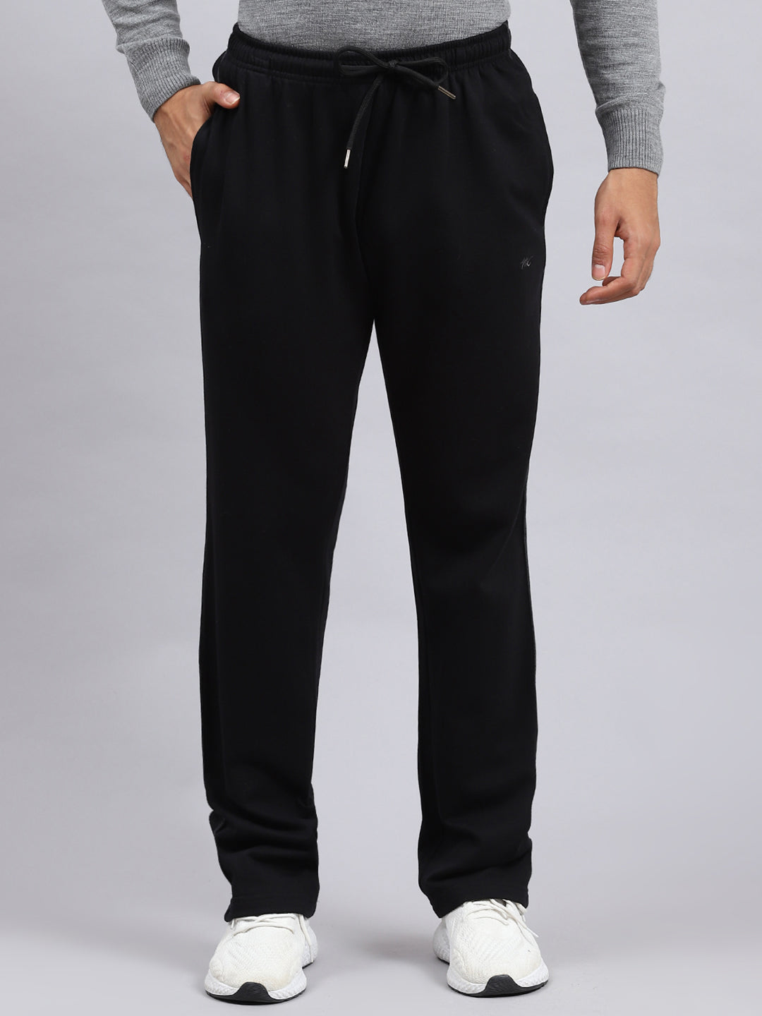 Men Black Plain Winter Lower