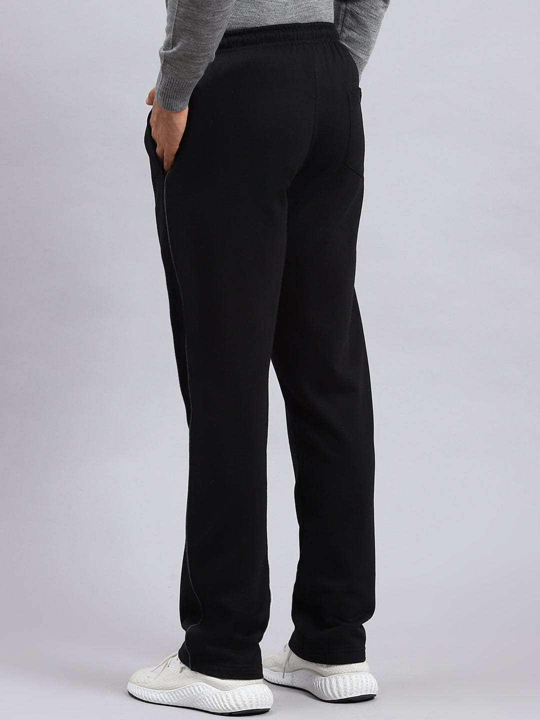 Men Black Plain Winter Lower