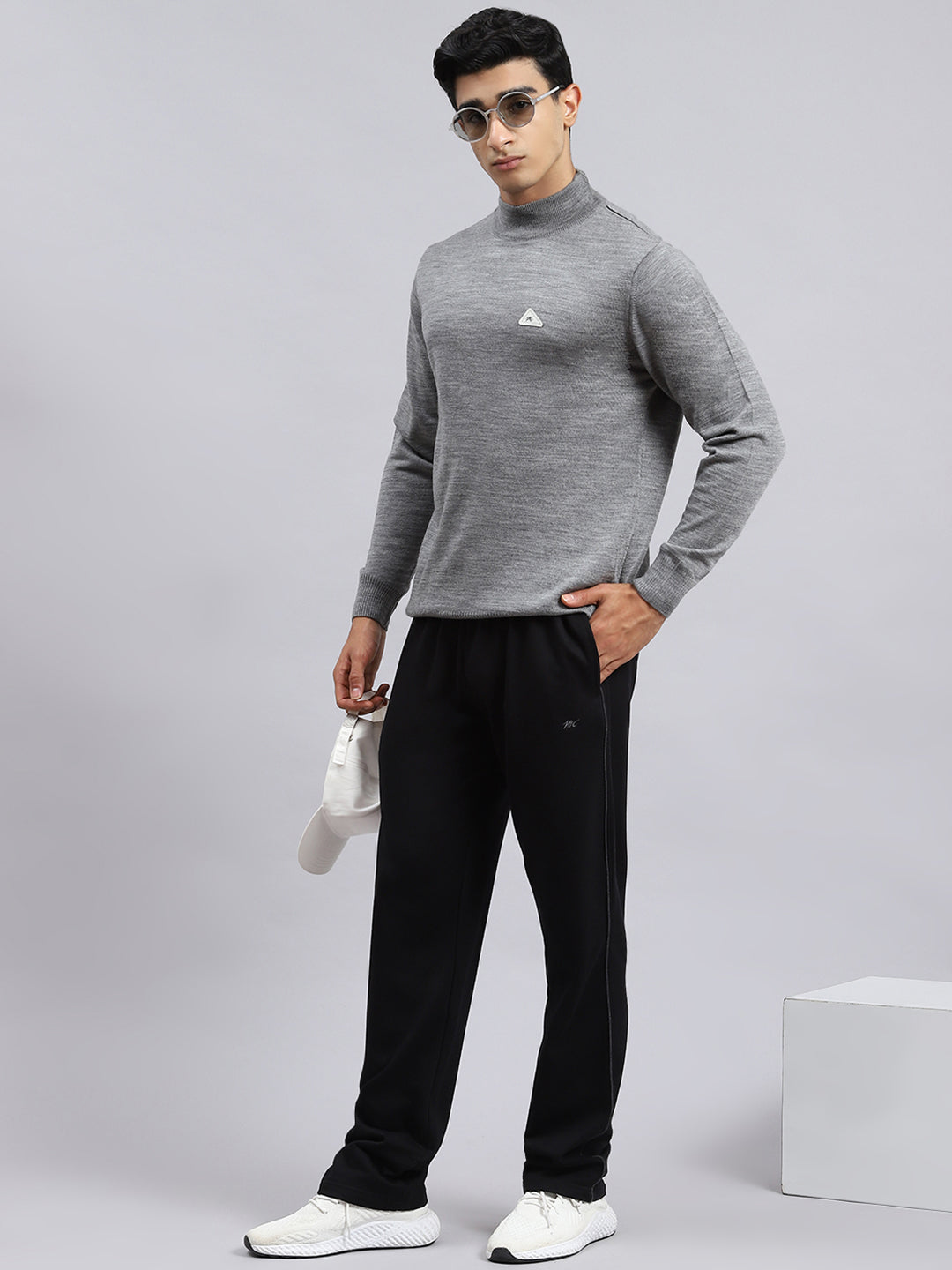 Men Black Plain Winter Lower