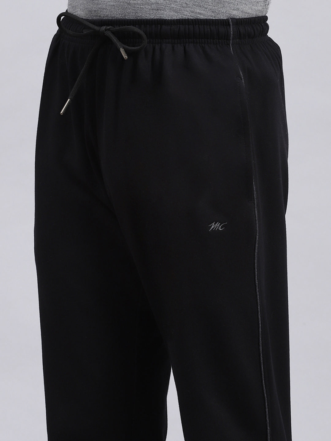 Men Black Plain Winter Lower