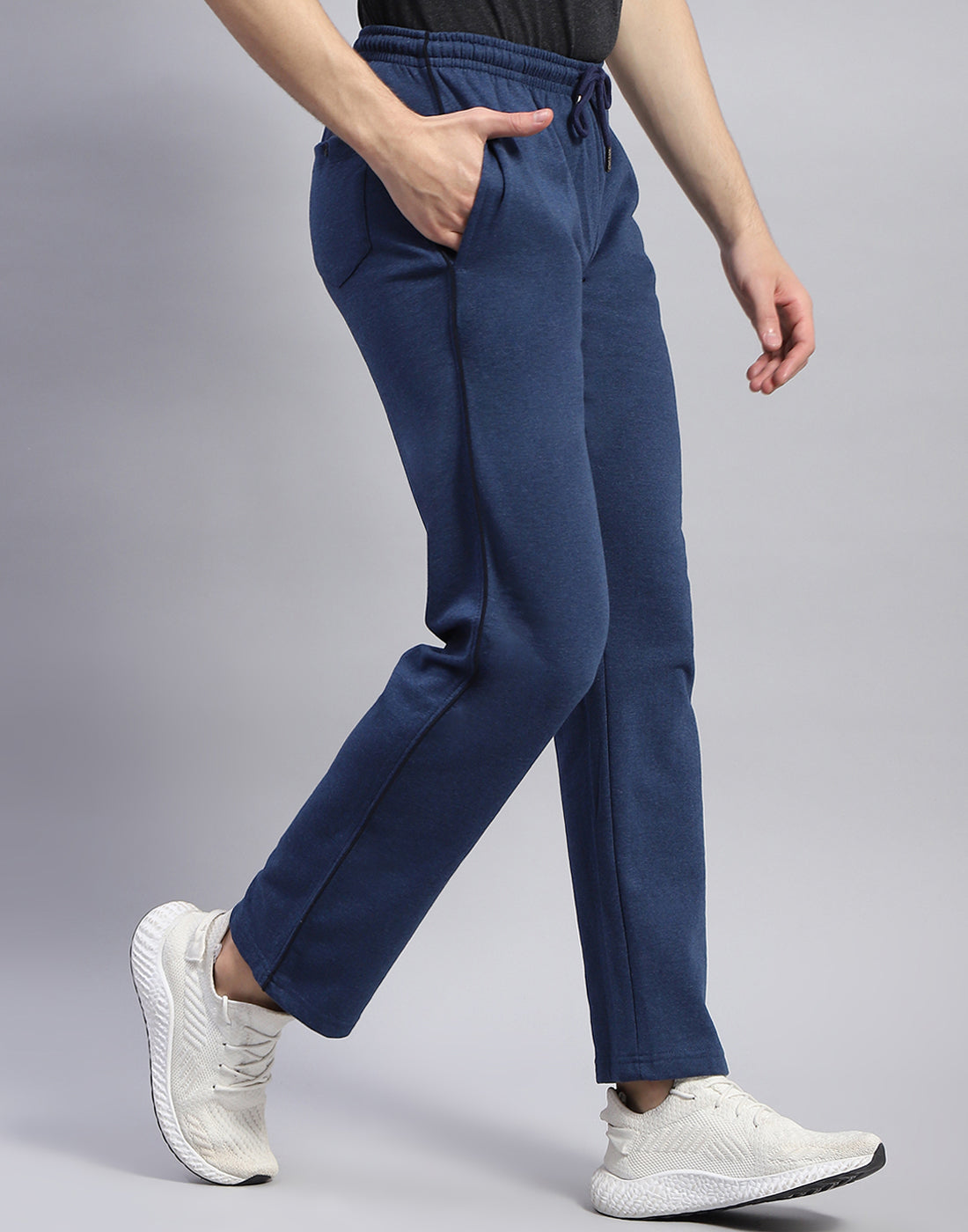 Men Navy Blue Solid Regular Fit Winter Lower