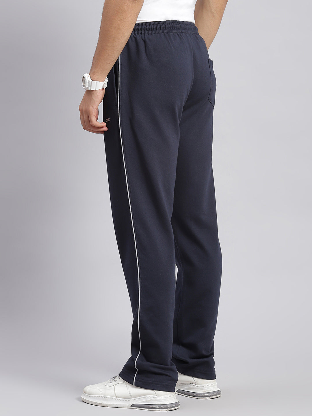 Men Navy Blue Solid Regular Fit Winter Lowers