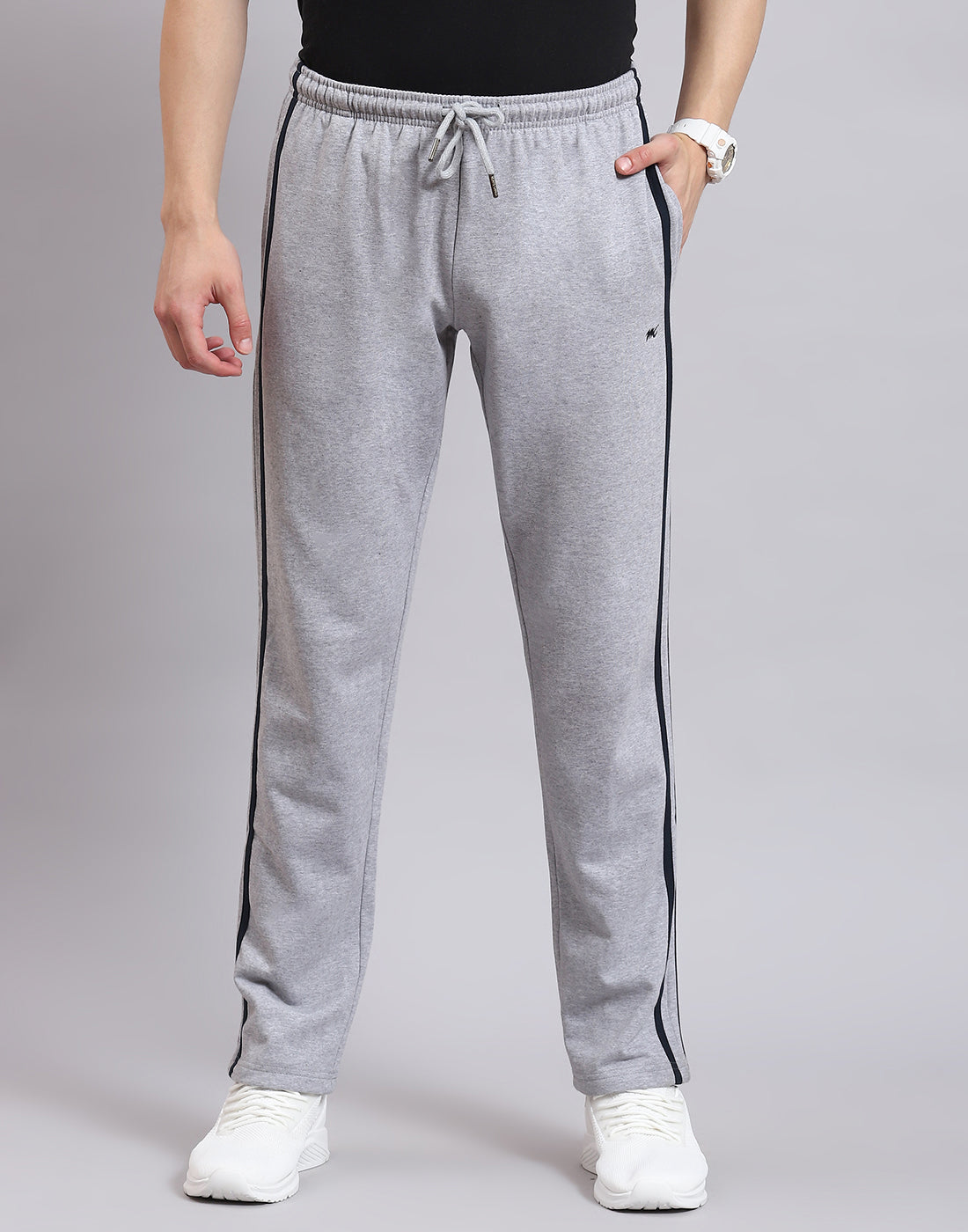 Men Grey Solid Regular Fit Winter Lower