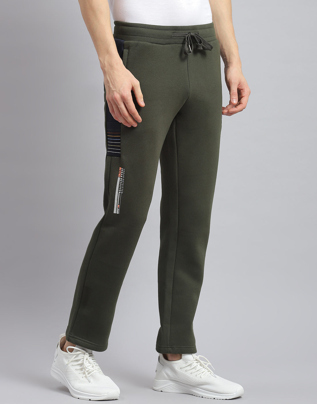 Men Olive Printed Regular Fit Winter Lower