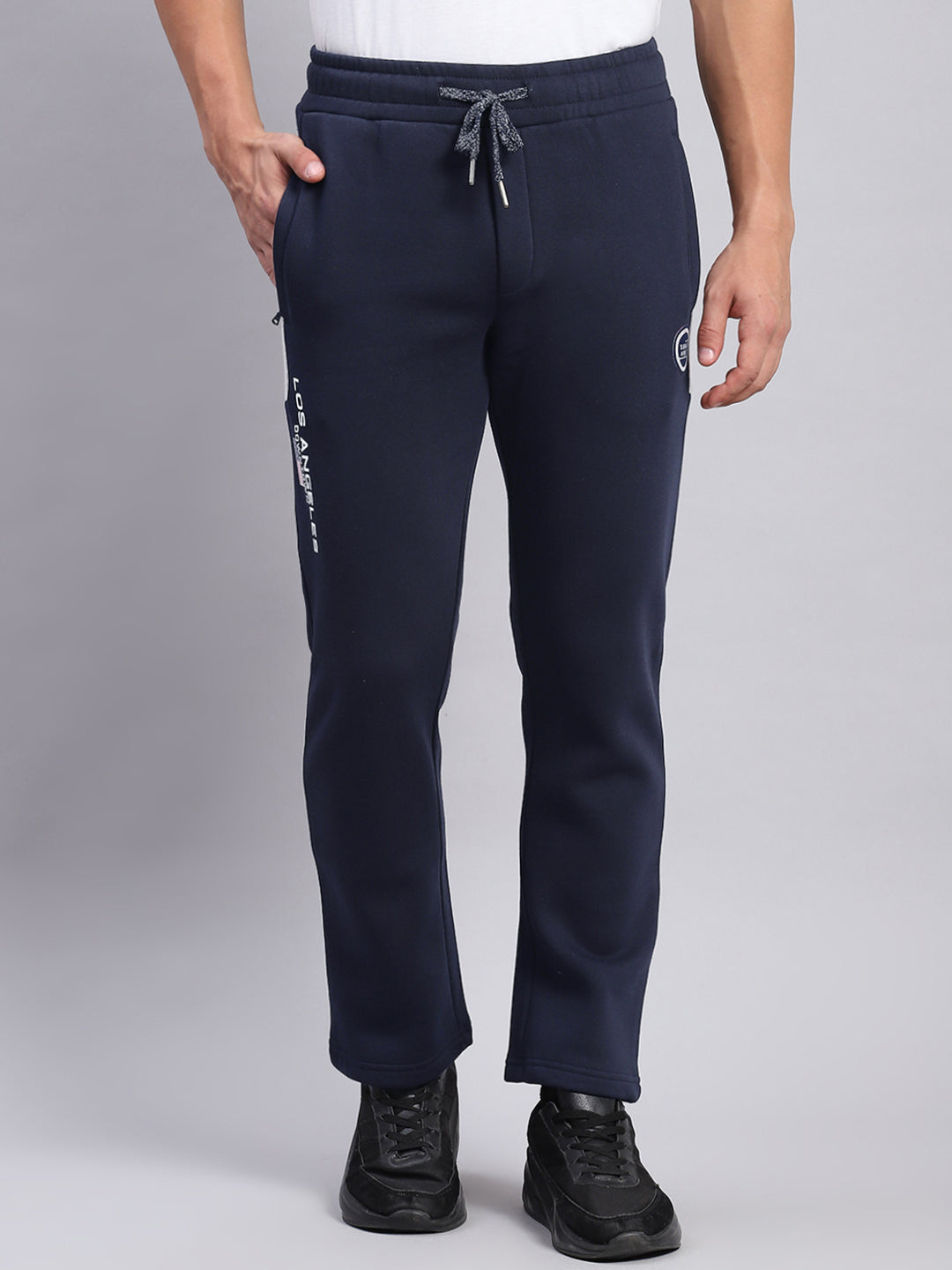 Men Navy Blue Printed Regular Fit Winter Lowers