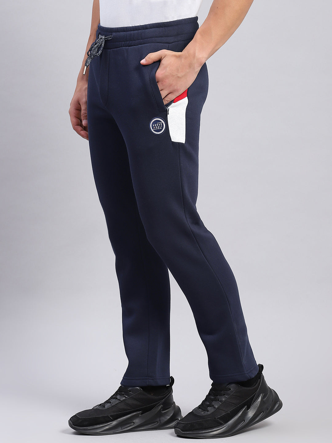 Men Navy Blue Printed Regular Fit Lowers