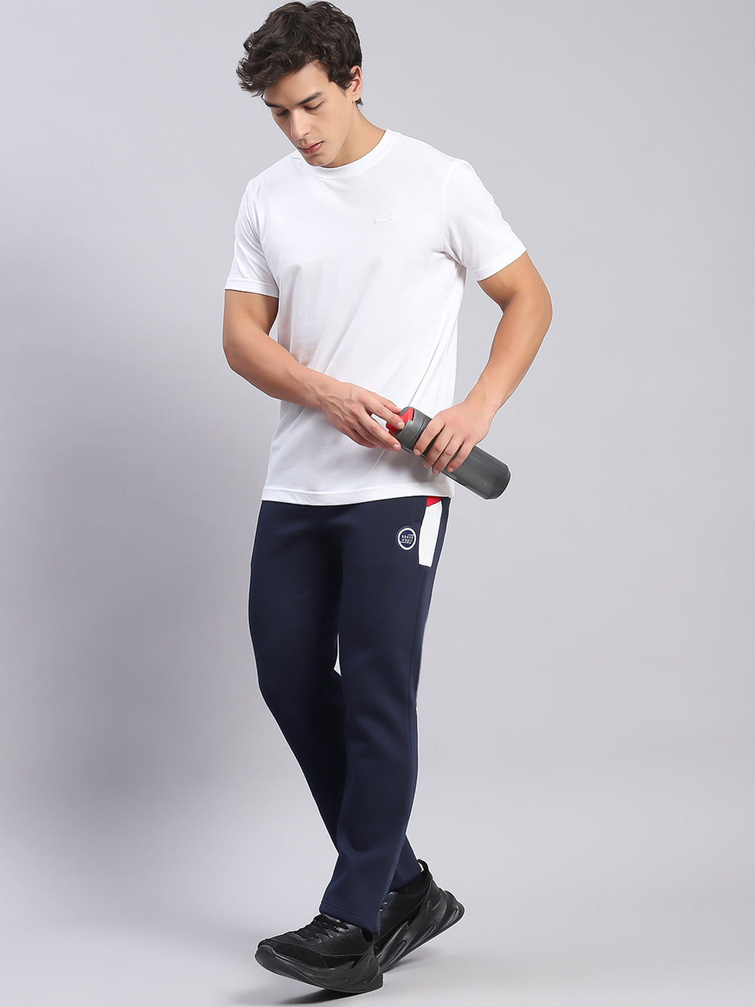 Men Navy Blue Printed Regular Fit Winter Lowers