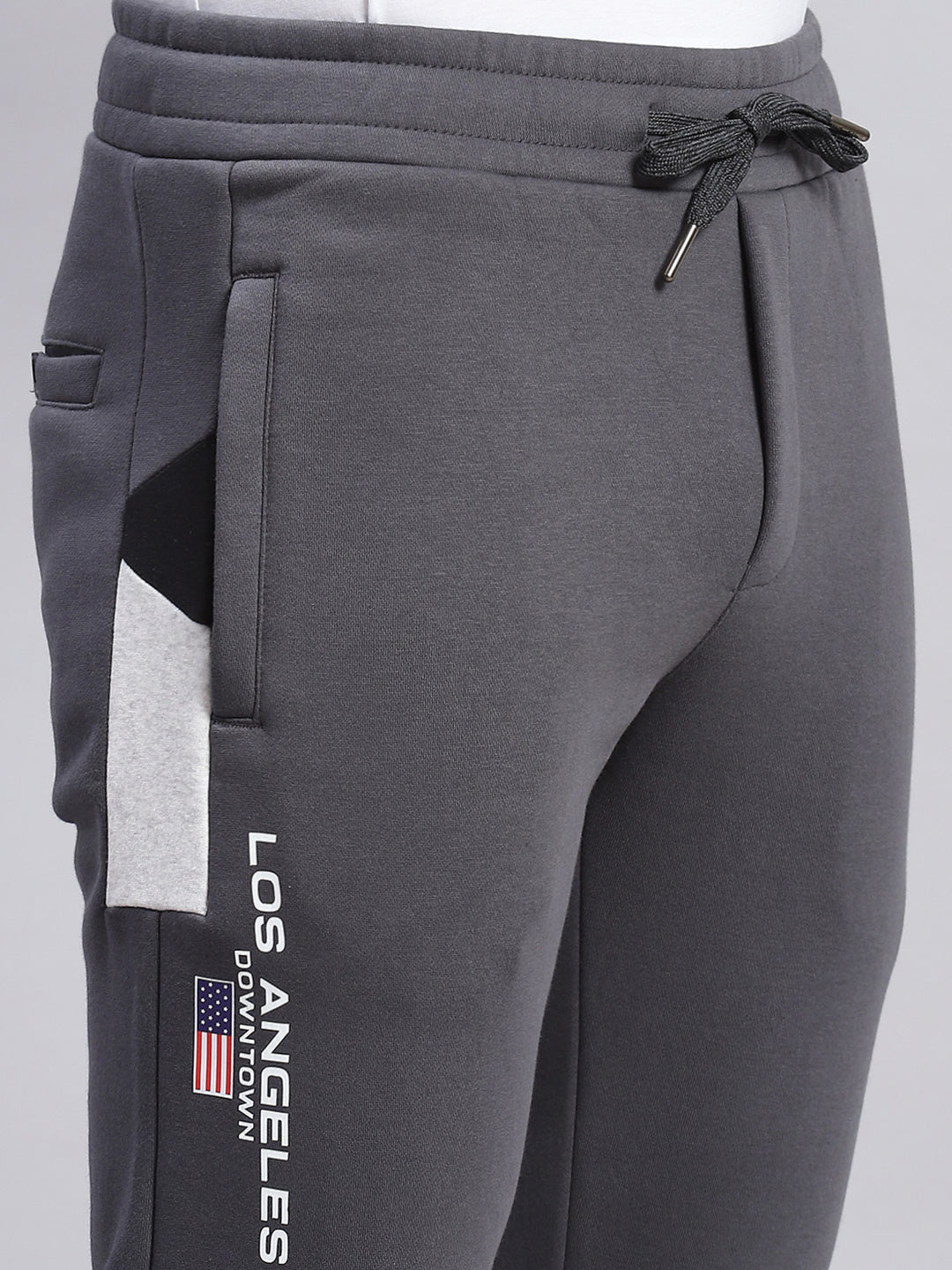 Men Grey Printed Regular Fit Winter Lowers