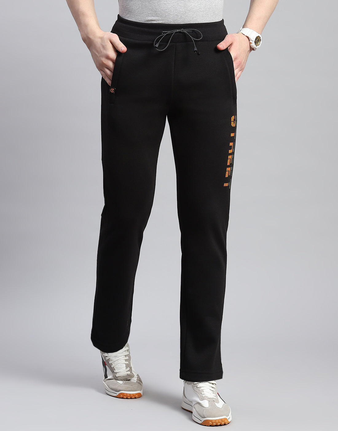 Men Black Printed Regular Fit Winter Lower