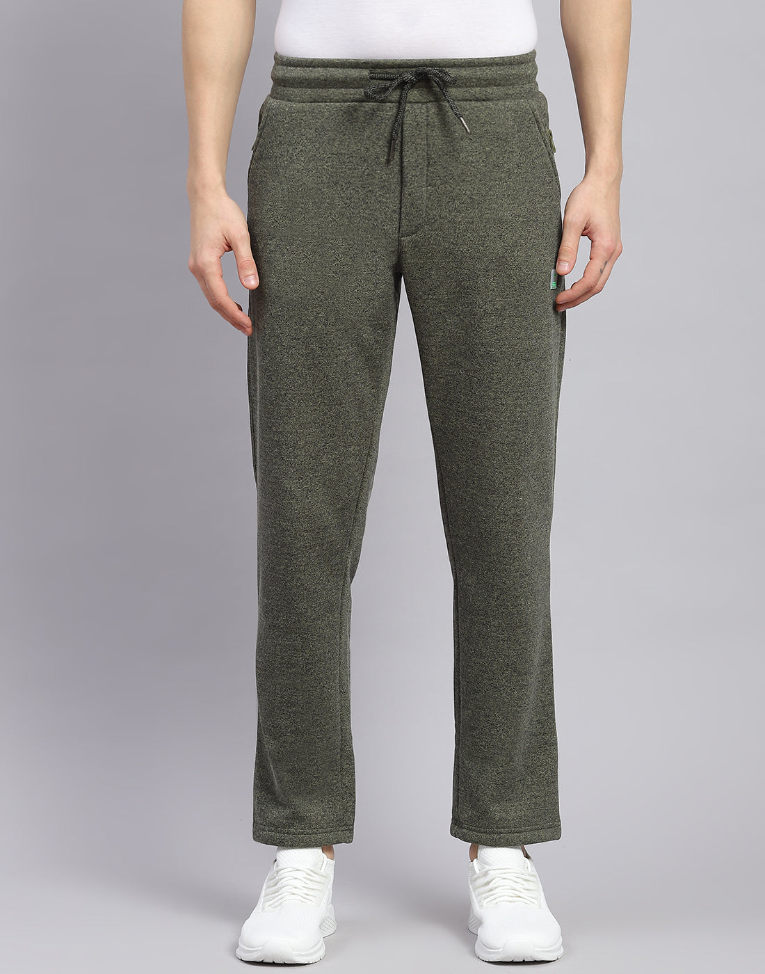 Men Green Solid Regular Fit Winter Lower