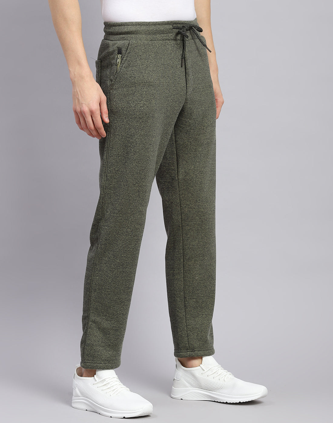 Men Green Solid Regular Fit Winter Lower