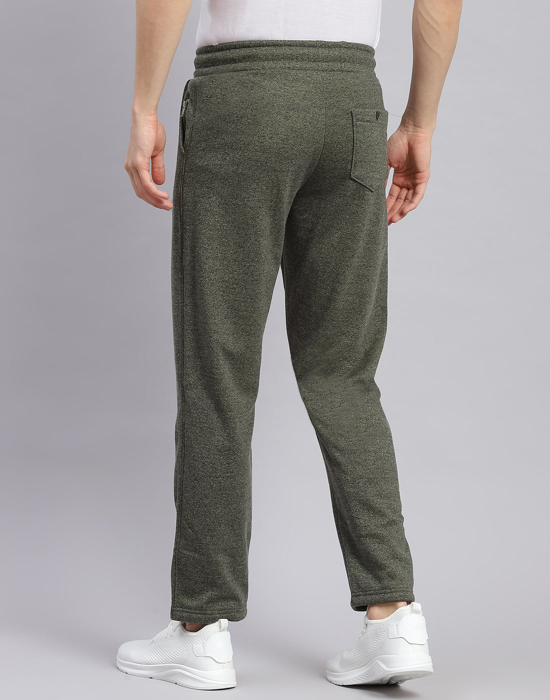 Men Green Solid Regular Fit Winter Lower