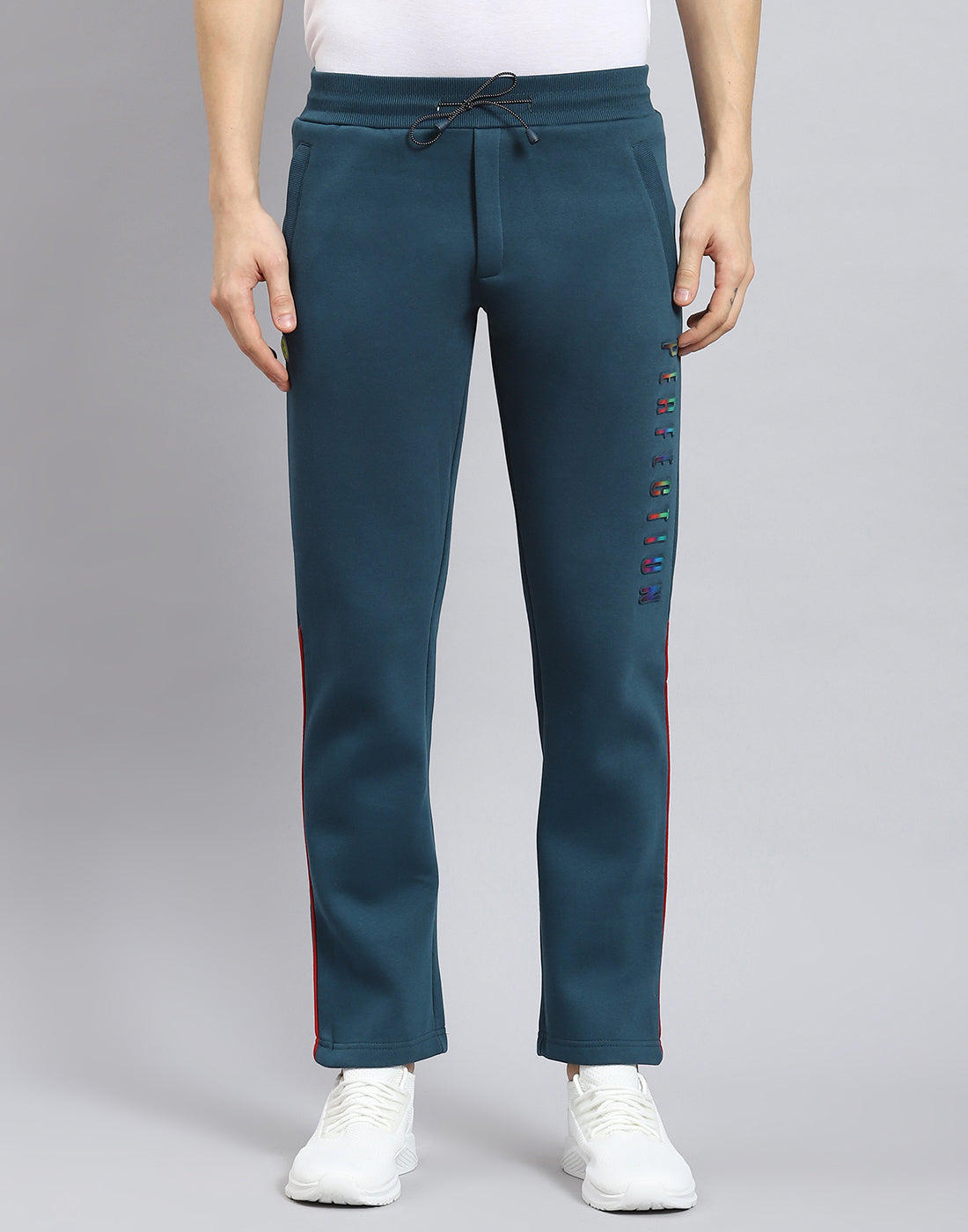 Men Teal Blue Solid Regular Fit Winter Lower