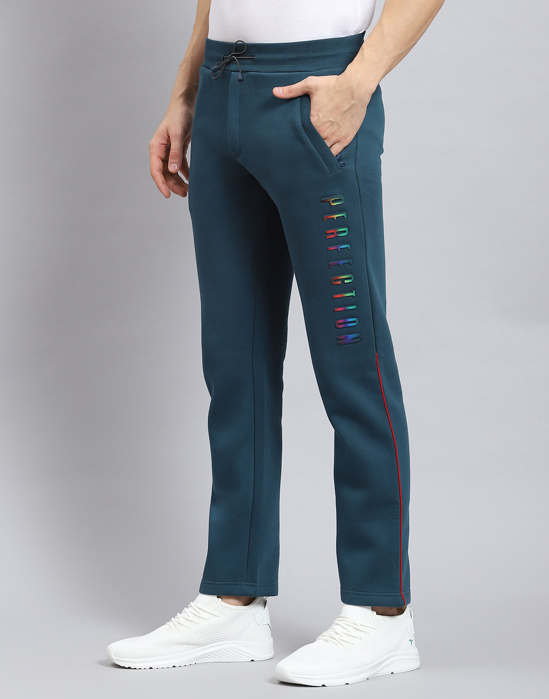 Men Teal Blue Solid Regular Fit Winter Lower