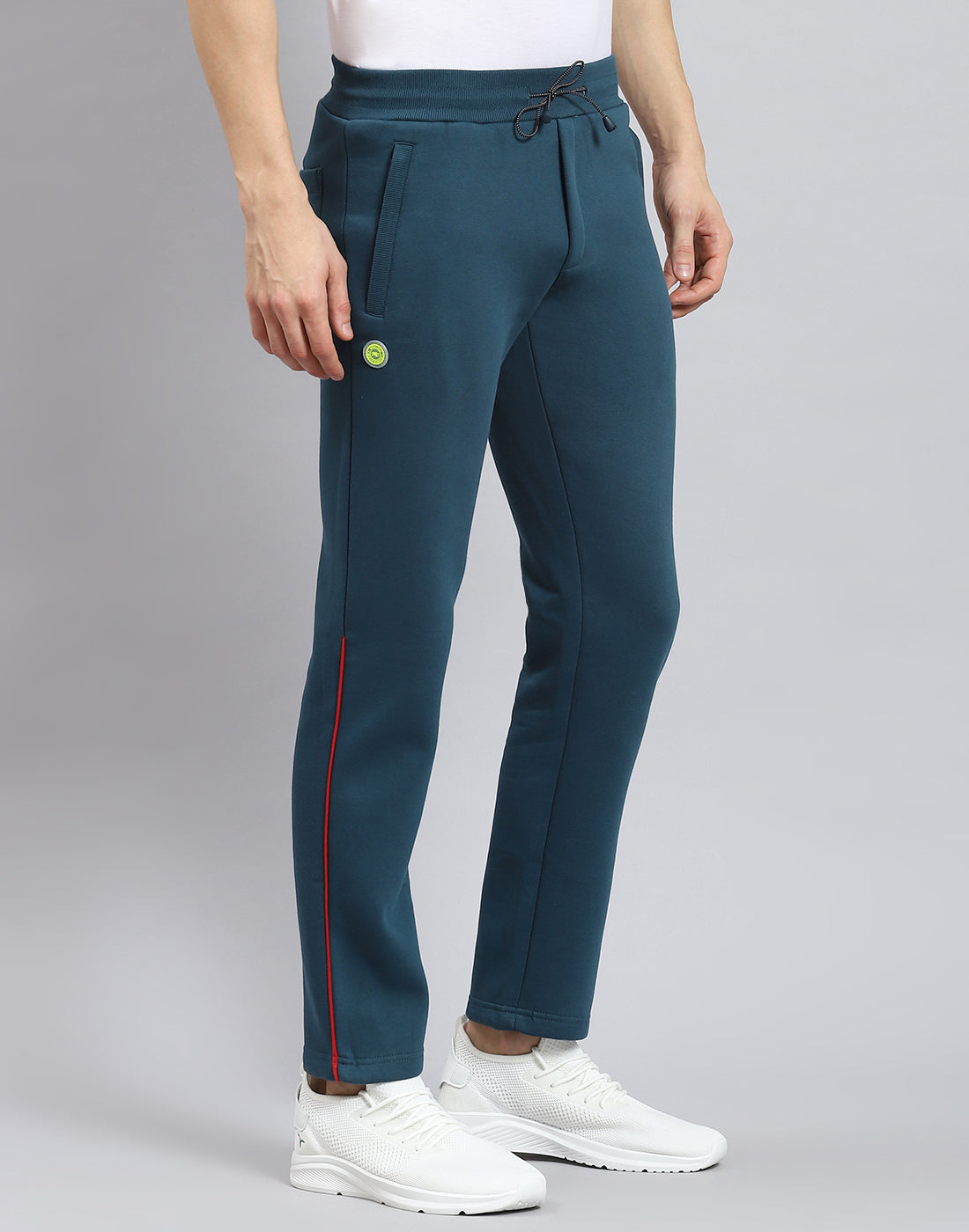 Men Teal Blue Solid Regular Fit Winter Lower